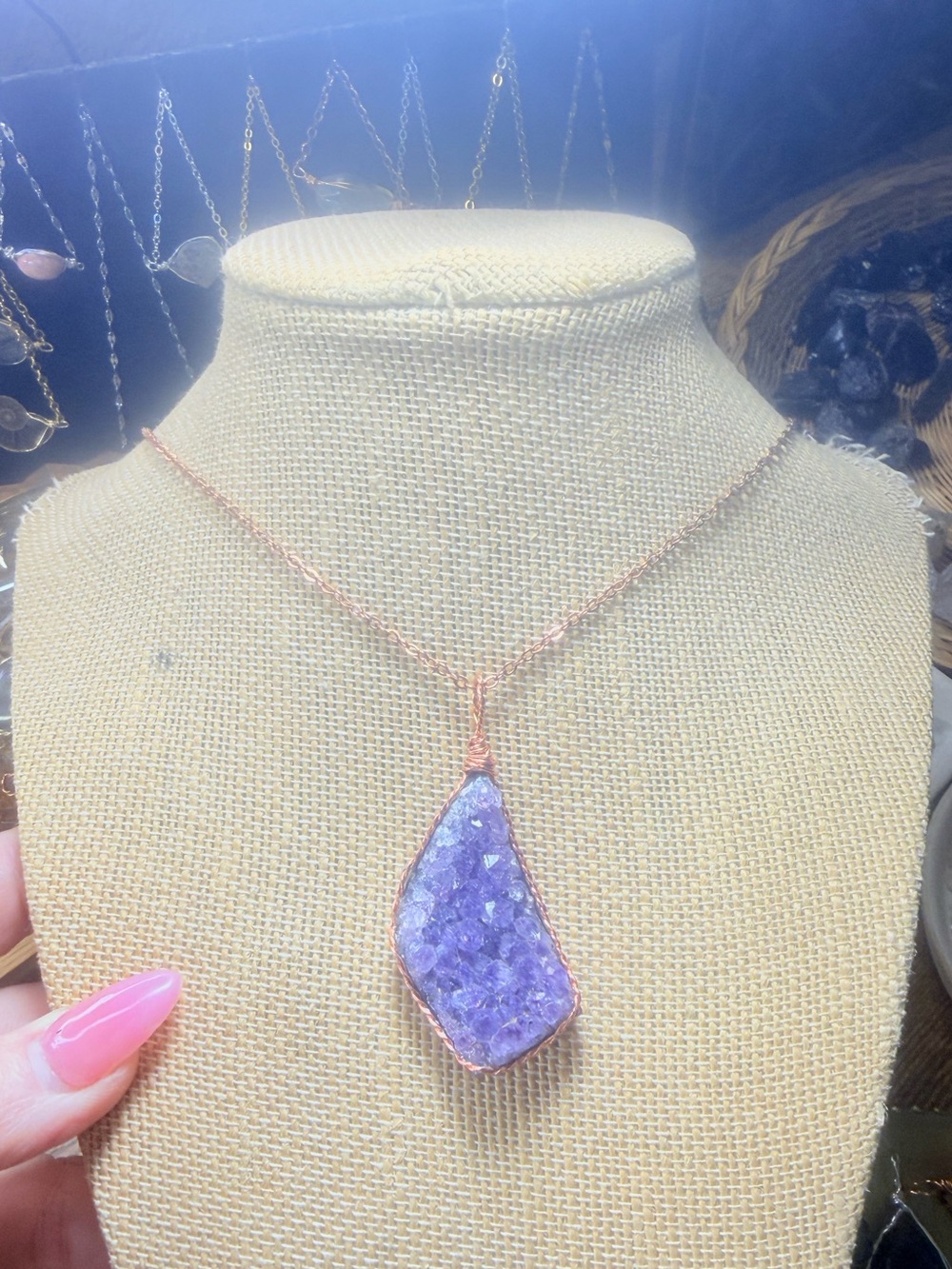 Stunning Amethyst cluster crystal necklace